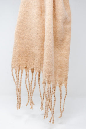 Q2 Women's Scarves, Wraps, & Gloves One Size / Beige / China Fringed Striped Scarf in Beige
