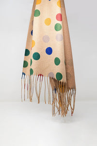 Q2 Women's Scarves, Wraps, & Gloves One Size / Beige Multicolored Polka Dot Soft Scarf In Beige