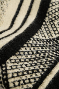 Q2 Women's Scarves, Wraps, & Gloves One Size / Black Black Knitted Scarf With Geometric Print