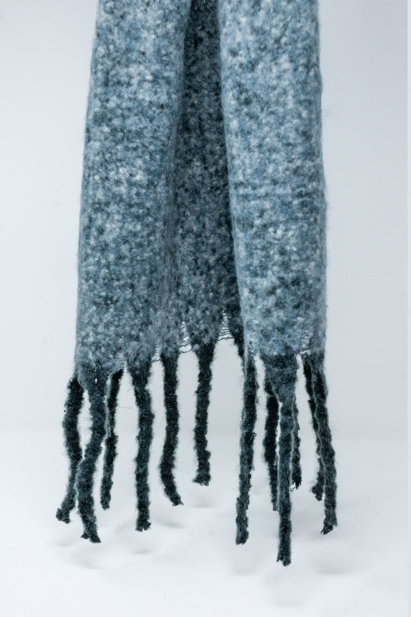Q2 Women's Scarves, Wraps, & Gloves One Size / Black / China Fluffy tassel scarf in black