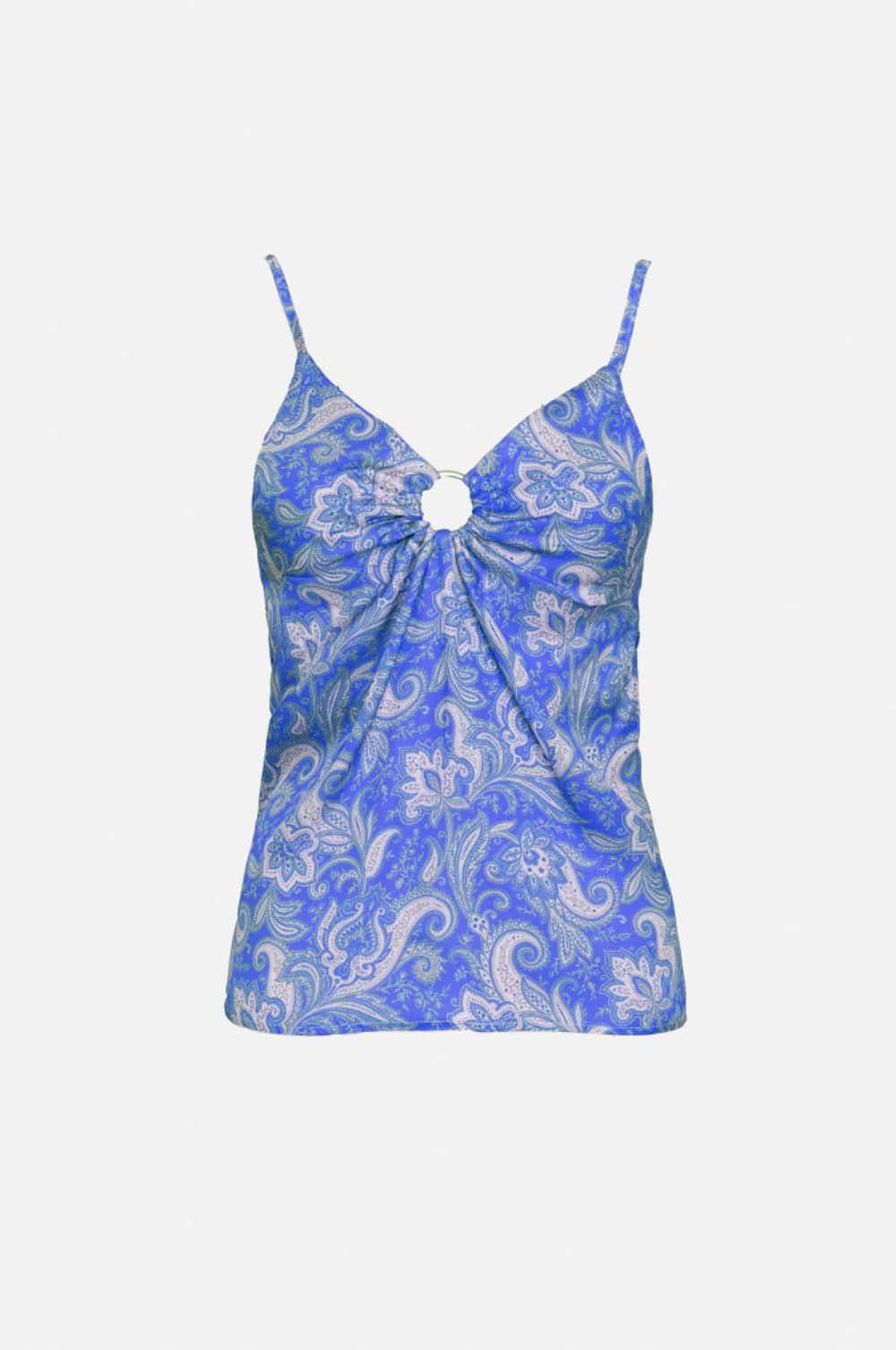 Q2 Women's Scarves, Wraps, & Gloves One Size / Blue / China Satin Top in Paisley Print Print in Blue