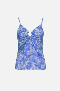 Q2 Women's Scarves, Wraps, & Gloves One Size / Blue / China Satin Top in Paisley Print Print in Blue