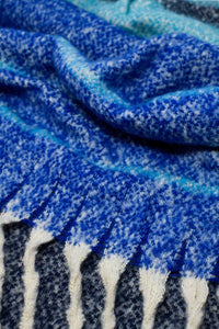 Q2 Women's Scarves, Wraps, & Gloves One Size / Blue Chunky Scarf With Stripes In Blue