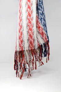 Q2 Women's Scarves, Wraps, & Gloves One Size / Blue Houndstooth Style Americana Scarf In White Red And Blue