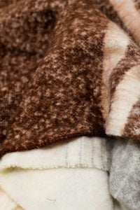 Q2 Women's Scarves, Wraps, & Gloves One Size / Brown Multi Colored Chunky Knit Scarf In Shades Of Brown Stripes