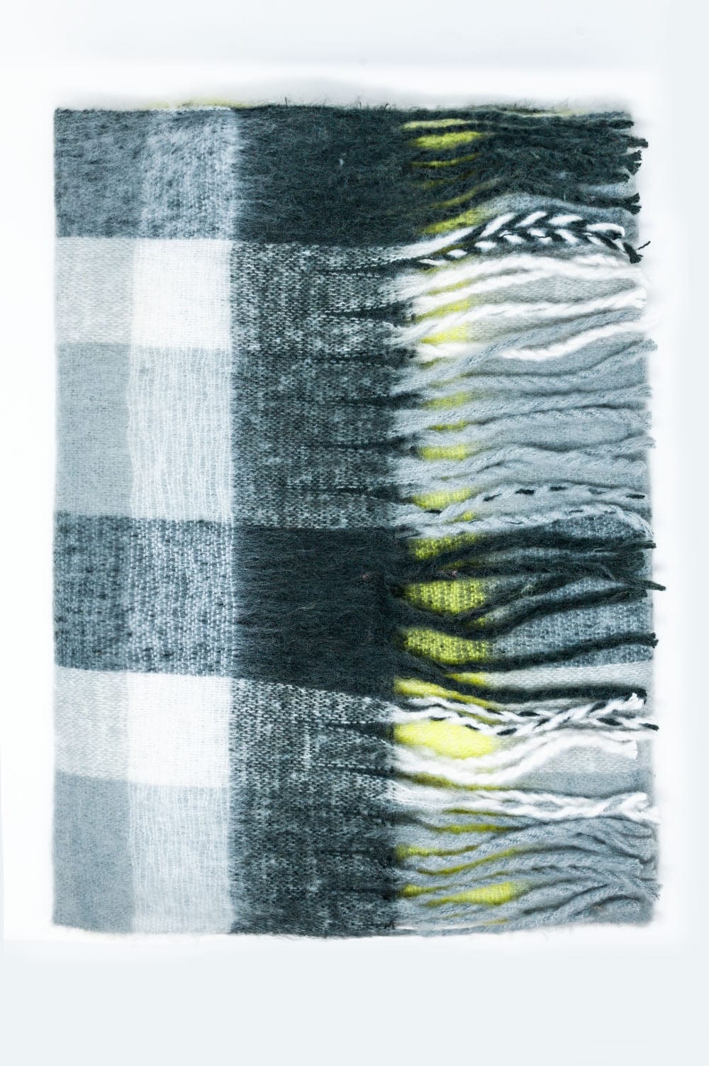 Q2 Women's Scarves, Wraps, & Gloves One Size / Grey / China Brushed Fringed Scarf in Grey Check