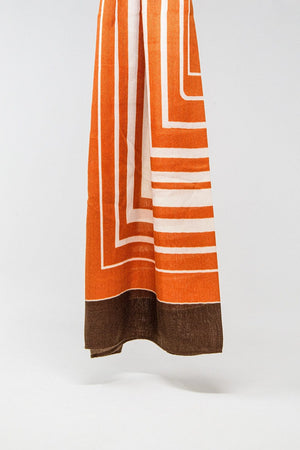 Q2 Women's Scarves, Wraps, & Gloves One Size / Orange Red Scarf In Fine Knit With Geometric Print