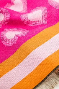 Q2 Women's Scarves, Wraps, & Gloves One Size / Pink Soft Pink Scarf With Heart Print