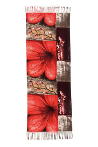 Q2 Women's Scarves, Wraps, & Gloves One Size / Red / China Red Flower Print Scarf