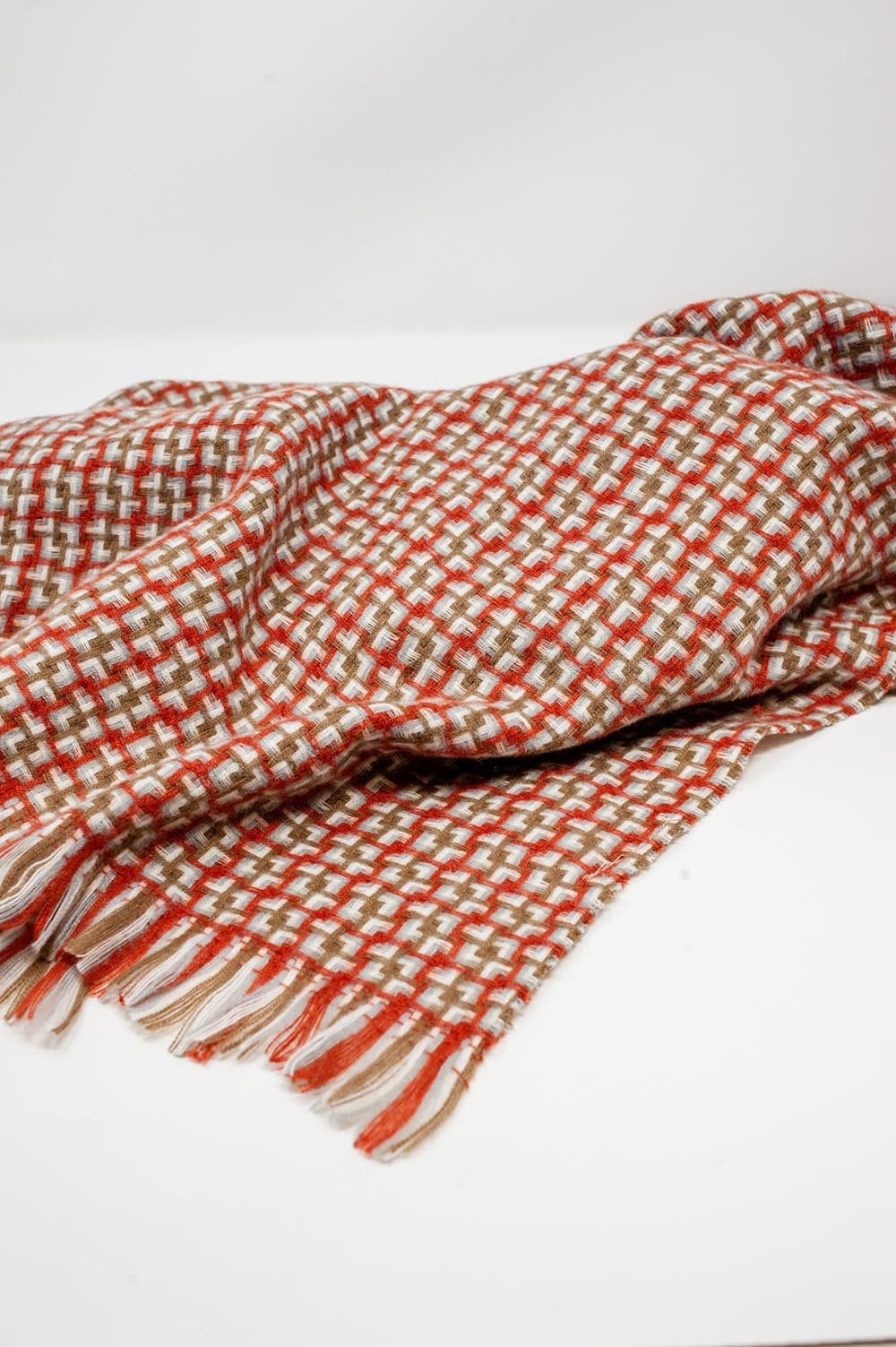 Q2 Women's Scarves, Wraps, & Gloves One Size / Red / China Super Soft Red Scarf with Geometric Print