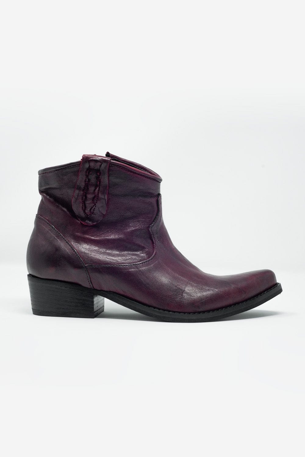 Q2 Women's Shoe Western Sock Boots in Maroon with Detail on the Side
