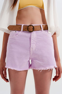 Q2 Women's Shorts Baggy Tomboy Short in Lilac Denim