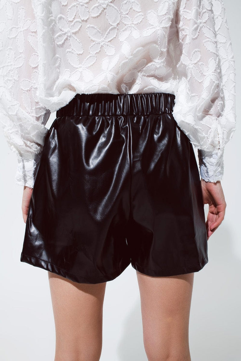 Q2 Women's Shorts Black Faux Leather Shorts
