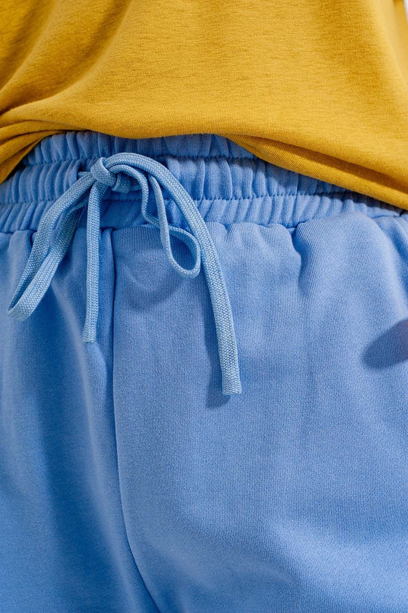 Q2 Women's Shorts Co-Ord Jersey Slim Shorts Shorter Length in Blue