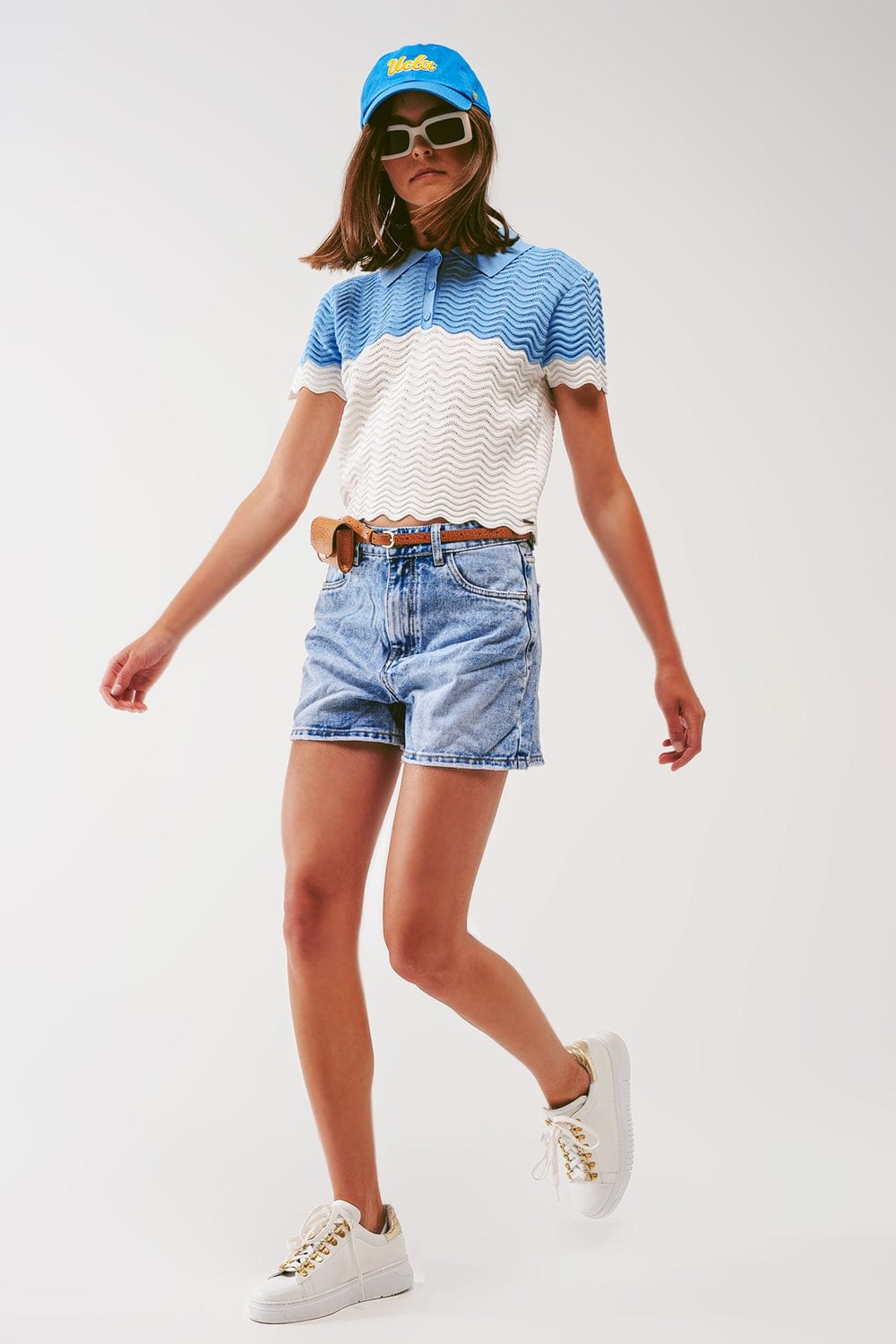 Q2 Women's Shorts Denim Short In Light Blue Wash