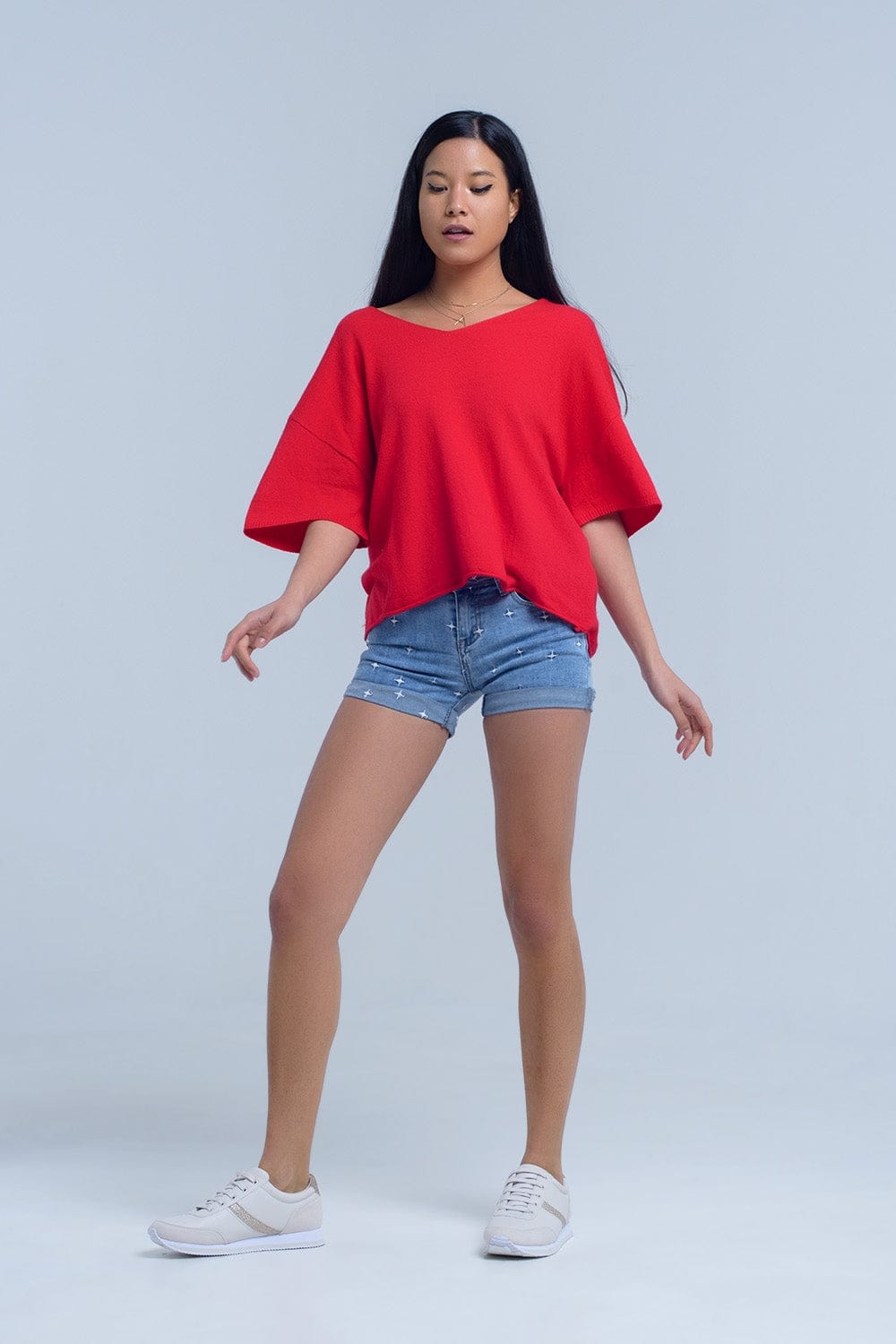 Q2 Women's Shorts Denim shorts with stars detail