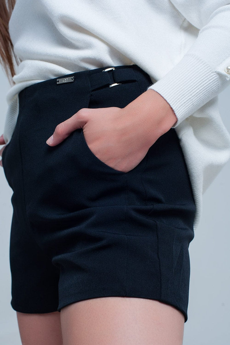 Q2 Women's Shorts High Waist Black Shorts
