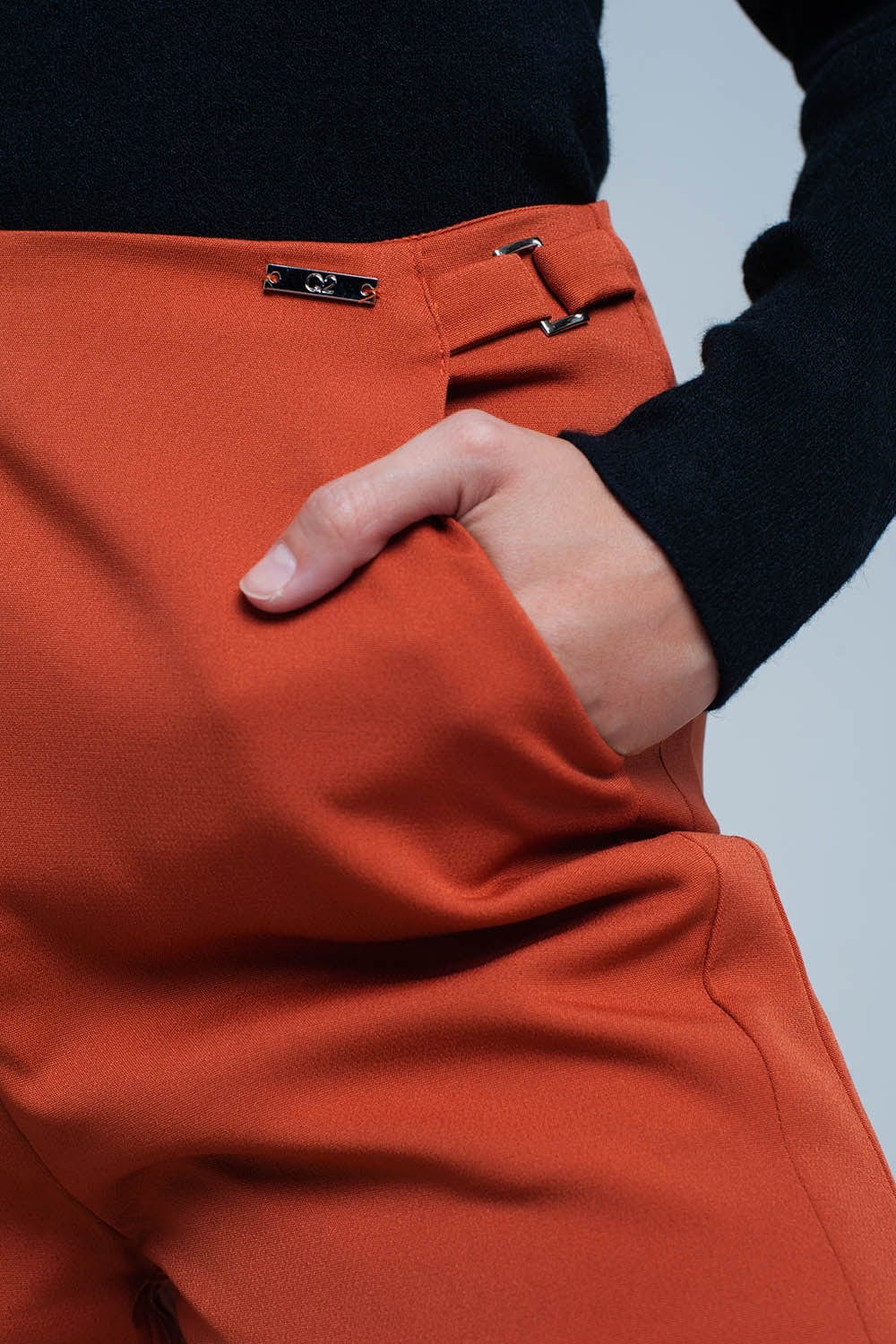 Q2 Women's Shorts High Waist Orange Shorts