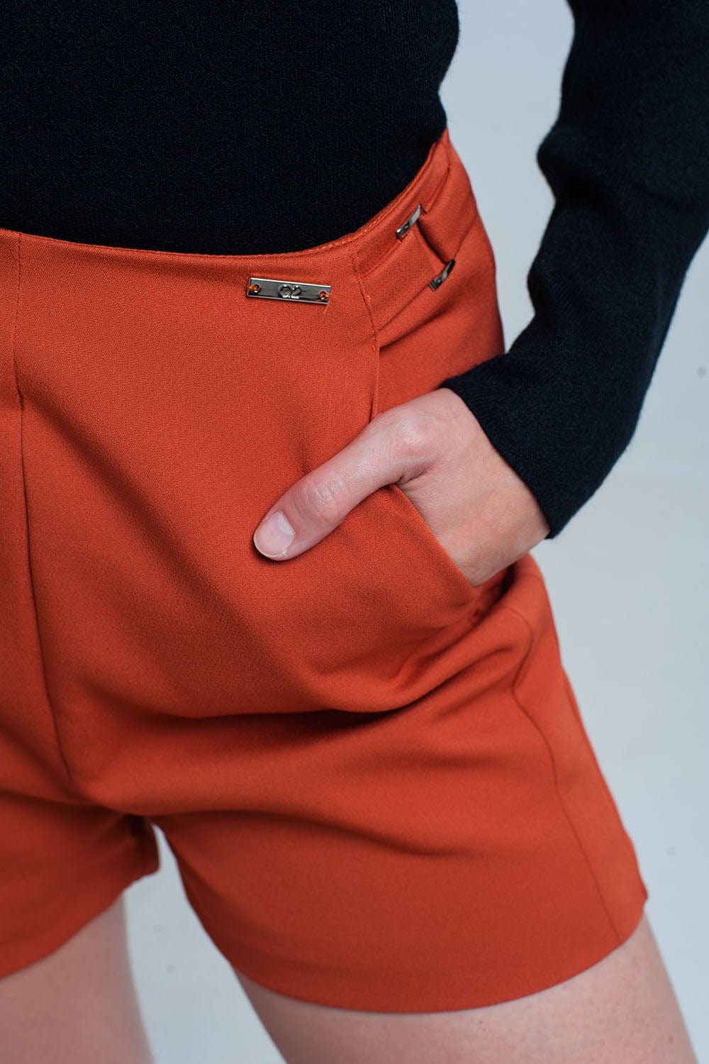Q2 Women's Shorts High Waist Orange Shorts