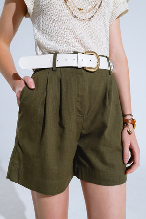 Q2 Women's Shorts Khaki Shorts With Pockets And Elastic Waist