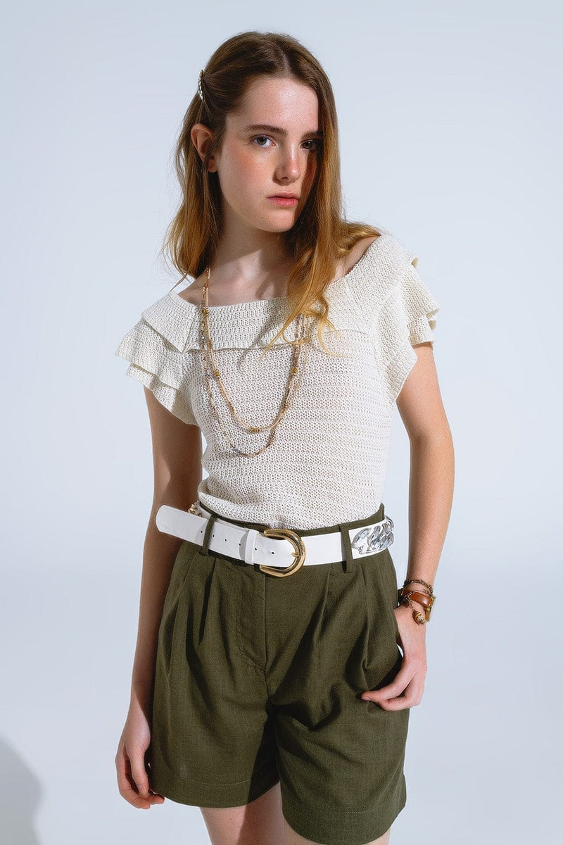 Q2 Women's Shorts Khaki Shorts With Pockets And Elastic Waist