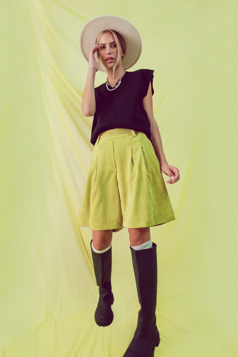 Q2 Women's Shorts Longline Short in Lime Cord