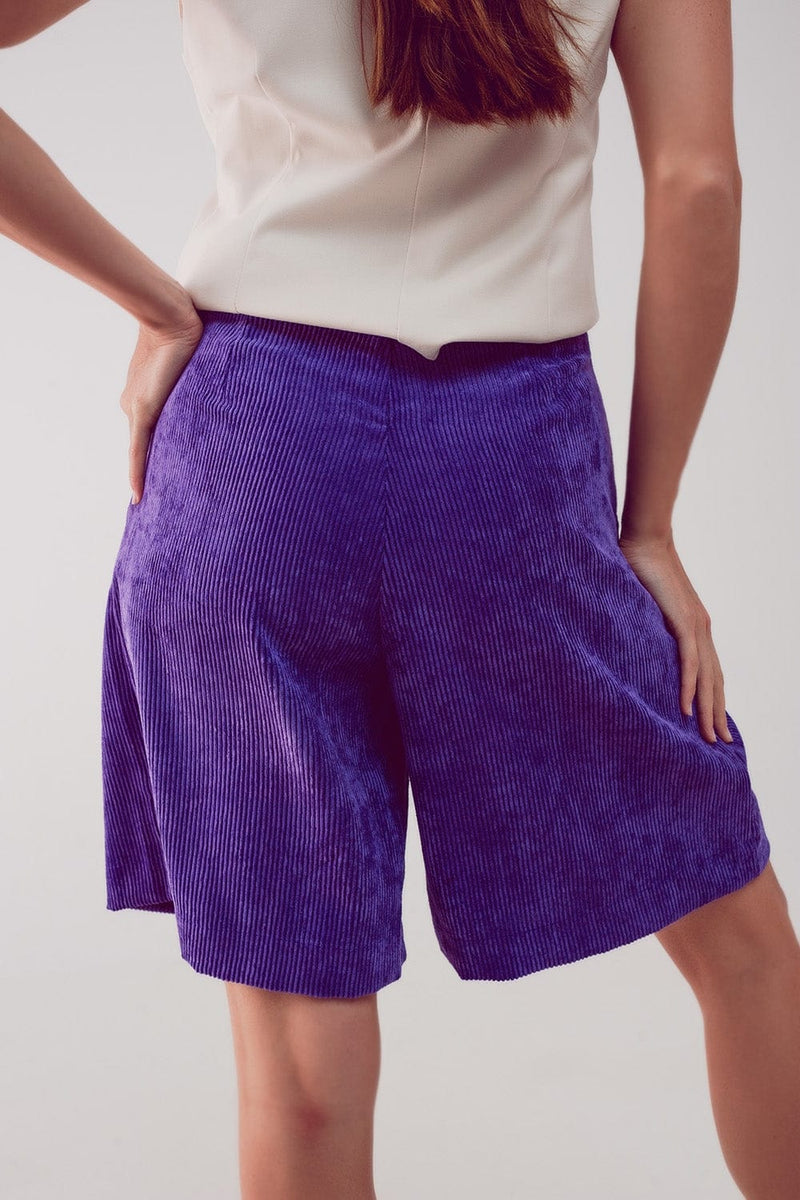Q2 Women's Shorts Longline Short in Purple Cord