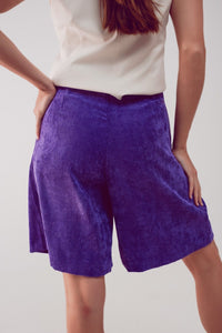 Q2 Women's Shorts Longline Short in Purple Cord