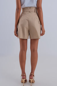 Q2 Women's Shorts Longline Wide Leg Bermuda Shorts in Beige