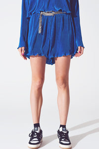 Q2 Women's Shorts Pleated Short in Blue