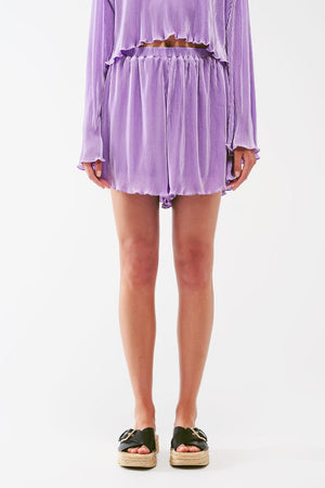 Q2 Women's Shorts Pleated Short in Lilac