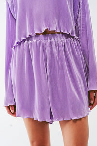 Q2 Women's Shorts Pleated Short in Lilac
