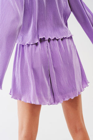 Q2 Women's Shorts Pleated Short in Lilac