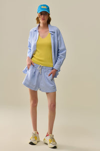 Q2 Women's Shorts Short With Stripes And Strings In The Waistband