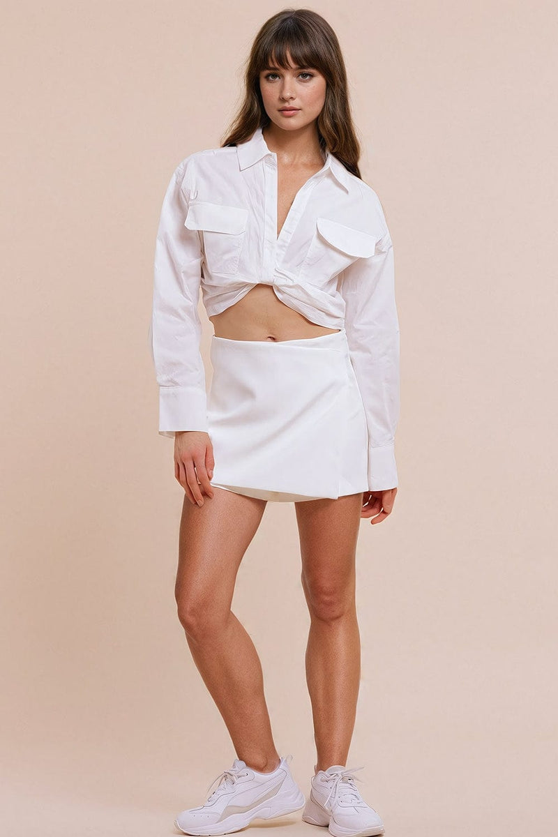 Q2 Women's Shorts Wrap Mini Skort In White