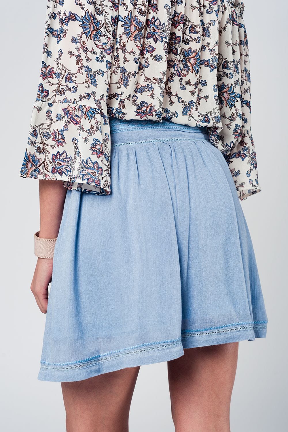 Q2 Women's Skirt Aztec blue mini skirt