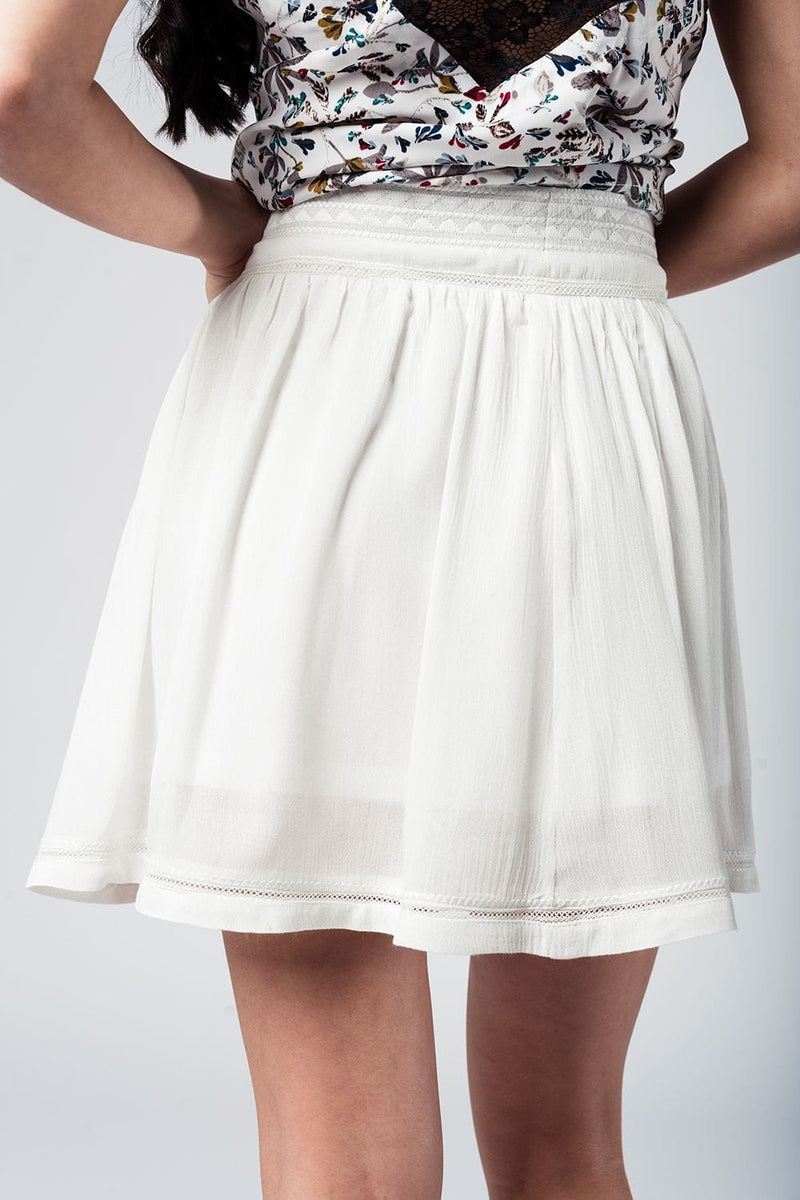 Q2 Women's Skirt Aztec White Mini Skirt
