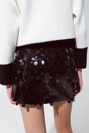Q2 Women's Skirt Big Sequin Mini Skirt In Black