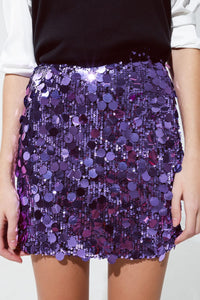 Q2 Women's Skirt Big Sequin Mini Skirt In Purple