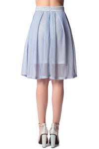 Q2 Women's Skirt Blue mesh midi skirt with pleat detail
