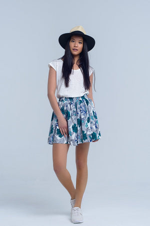 Q2 Women's Skirt Blue mini skorts with floral print