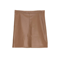 Q2 Women's Skirt Camel Leather Effect Miniskirt