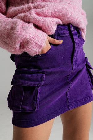 Q2 Women's Skirt Cargo Mini Skirt In Purple