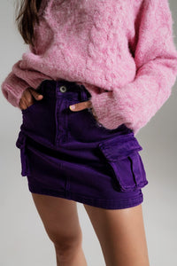 Q2 Women's Skirt Cargo Mini Skirt In Purple