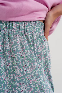 Q2 Women's Skirt Floral Flounce Co-Ord Mini Skirt in Green
