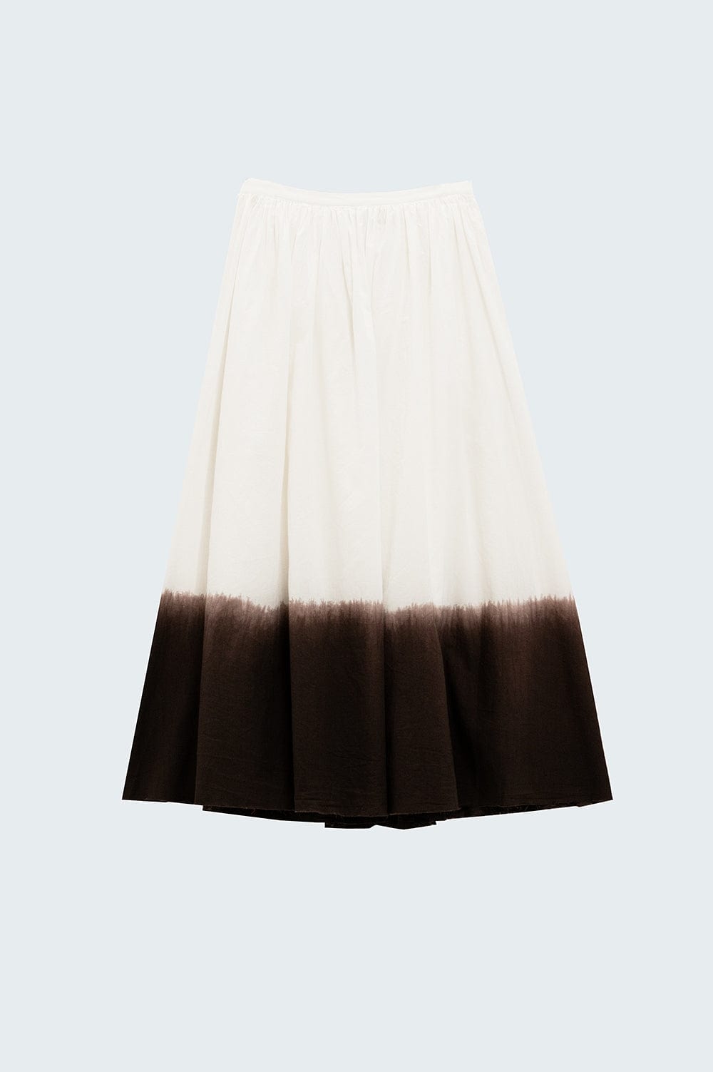 Q2 Women's Skirt Flowy Drop Waist White Skirt With Brown Ombre Detail