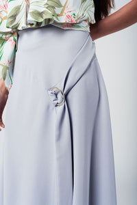 Q2 Women's Skirt Grey midi skirt with belt