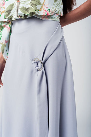 Q2 Women's Skirt Grey midi skirt with belt
