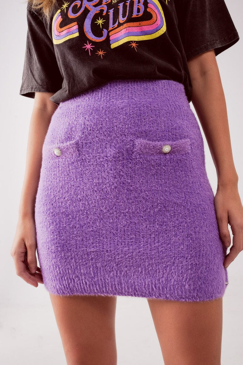Q2 Women's Skirt Knitted Mini Skirt in Purple