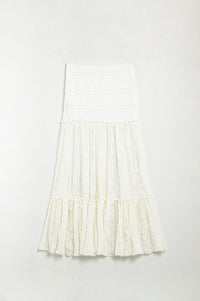 Q2 Women's Skirt Long White Lace Skirt Fitted At The Waist